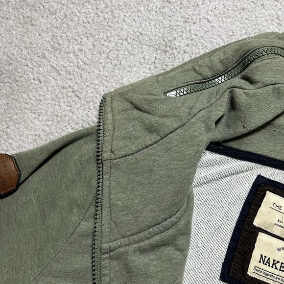 Naketano Sweatshirt Mens Large Green A Brave New World Full Zip Cowl Neck - Picture 2 of 16